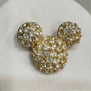 Disney Gold and Silver Crystal Mickey Brooch